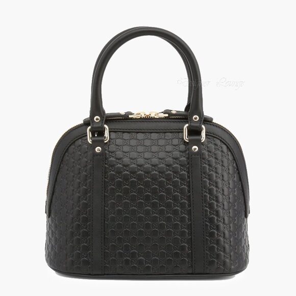 NEW GUCCI MicroGuccissima GG Crossbody Black Leather Dome Bag Small $1,950 - Picture 7 of 15